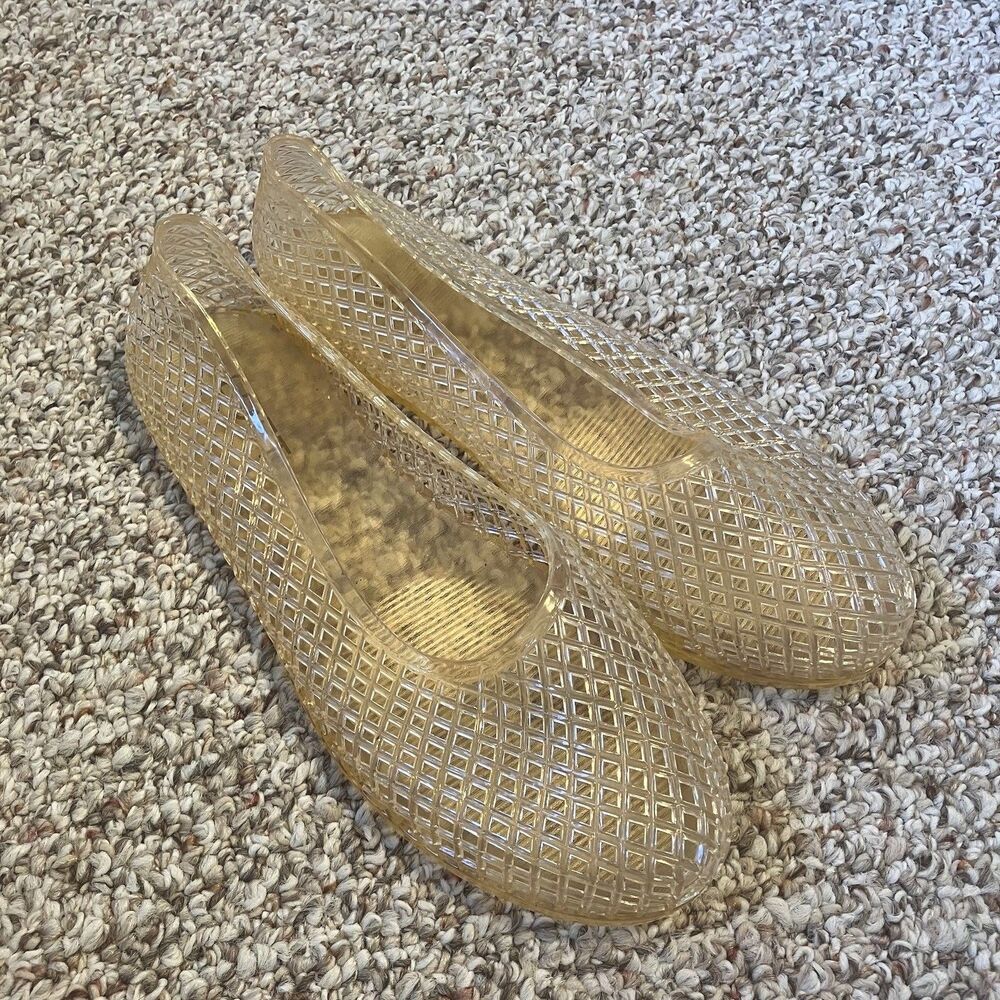 LOFT Womens Jelly Shoes Size 10 M Clear Flats Summer 90s Y2K Plastic Lattice